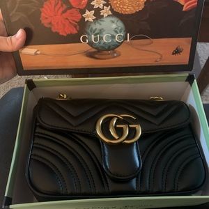 Black quilted leather dB GG purse